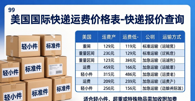 _快递国际收费价格表图_国际快递价格计算器