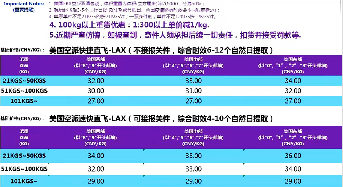 美国空派直飞LAX价格表